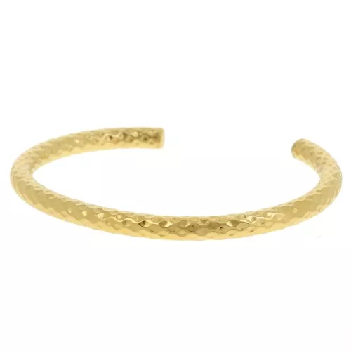 Pulsera brazalete oval martillado - 5x160 mm - Acero inoxidable 304L Dorado x1