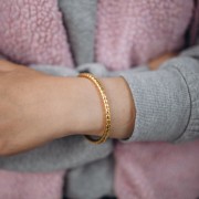 Pulsera brazalete oval martillado - 5x160 mm - Acero inoxidable 304L Dorado x1