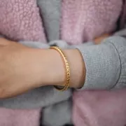 Pulsera brazalete oval martillado - 5x160 mm - Acero inoxidable 304L Dorado x1