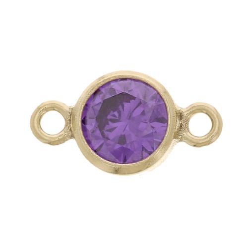 Separador 2 anillos - óxido de zirconio - 11x6 mm Amethyst/Gold filled x1
