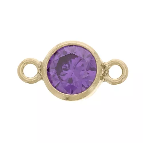 Separador 2 anillos - óxido de zirconio - 11x6 mm Amethyst/Gold filled x1