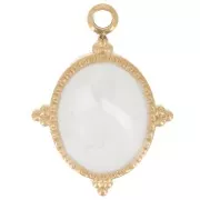 Colgante ovalado 18x13 mm con resina epoxi - Acero inoxidable 304L Dorado - Blanco x1