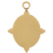 Colgante ovalado de 18 x 13 mm con resina epoxi - Acero inoxidable 304L Dorado - Color crema x1