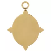 Colgante ovalado de 18 x 13 mm con resina epoxi - Acero inoxidable 304L Dorado - Color crema x1