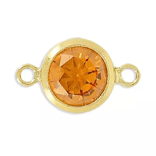 Separadores 2 anillos - óxido de zirconio - 11x6 mm Topaz/Gold filled x1