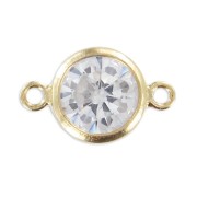 Separadores 2 anillos - óxido de zirconio - 11x6 mm Crystal/Gold filled x1|raw }}