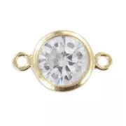 Separadores 2 anillos - óxido de zirconio - 11x6 mm Crystal/Gold filled x1