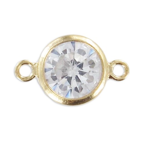 Separadores 2 anillos - óxido de zirconio - 11x6 mm Crystal/Gold filled x1