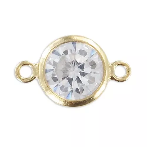 Separadores 2 anillos - óxido de zirconio - 11x6 mm Crystal/Gold filled x1