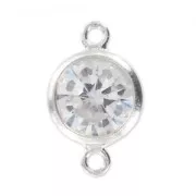 Separador 2 anillos - óxido de zirconio - 11x6 mm Crystal/Argent 925 x1