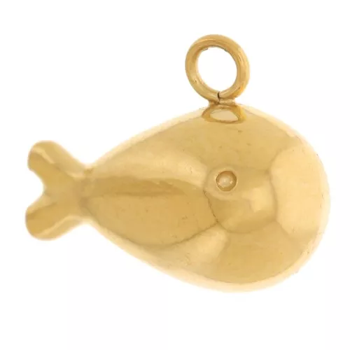 Dije de ballena 9x6 mm - Acero inoxidable 304L Dorado x1