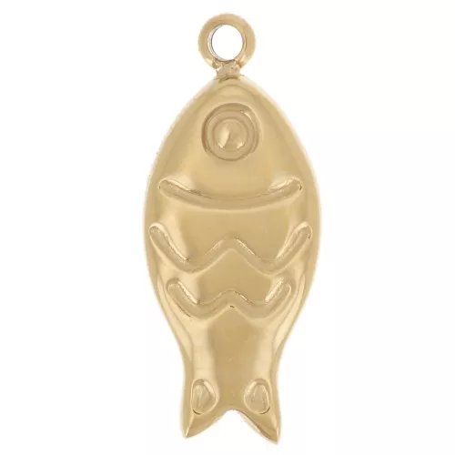 Dije de pez 14x6 mm - Acero inoxidable 304L Dorado x1