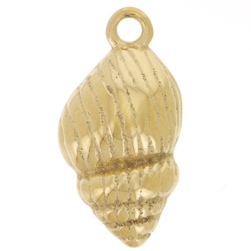 Dije de concha abombada 17x9 mm - Acero inoxidable 304L Dorado x1