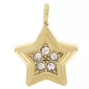 Dije de estrella de 11x8,5 mm con óxidos de circonio - Acero inoxidable 304L Dorado x1