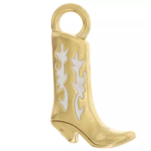 Bota vaquera santiag colgante 21x12 mm resina epoxi Acero inoxidable 304L Dorado x1