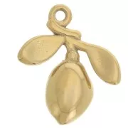 Dije aceituna y rama 14x12 mm - Acero inoxidable 304L Dorado x1