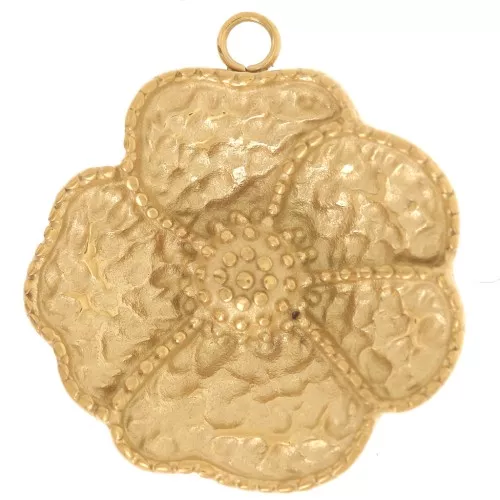 Colgante Flor Texturizada 20 mm - Acero inoxidable 304L Dorado x1