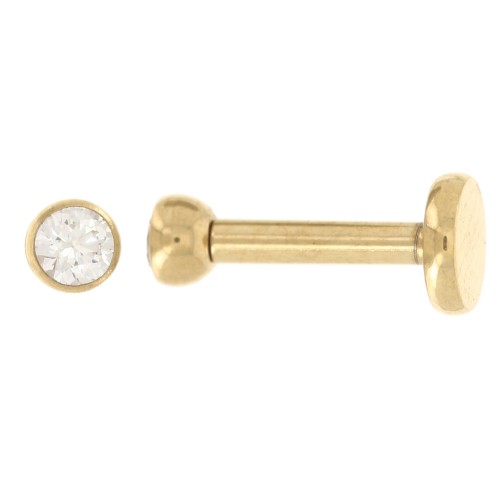 Piercing Redondo 2.5 mm Óxido de Circonio - Acero Inoxidable Dorado 316 x1