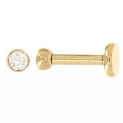 Piercing Redondo 2.5 mm Óxido de Circonio - Acero Inoxidable Dorado 316 x1