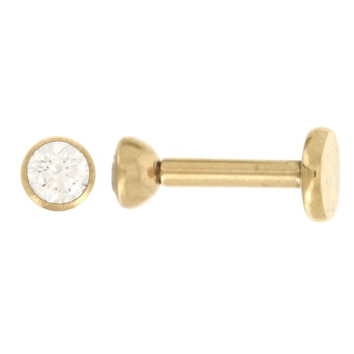 Piercing redondo de óxido de circonio de 3 mm - Acero inoxidable Dorado 316 x1