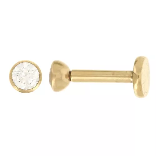 Piercing redondo de óxido de circonio de 3 mm - Acero inoxidable Dorado 316 x1