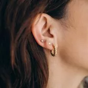 Piercing redondo de óxido de circonio de 3 mm - Acero inoxidable Dorado 316 x1