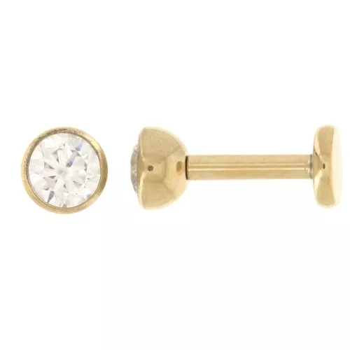 Piercing redondo de óxido de circonio de 4 mm - Acero inoxidable Dorado 316 x1