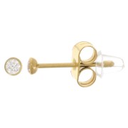 Pendientes redondos 2,5 mm con óxido de circonio - Acero inoxidable 304L Dorado x2|raw }}