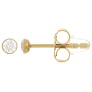 Pendientes redondos de 3 mm con óxido de circonio - Acero inoxidable 304L Dorado x2