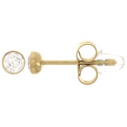 Pendientes redondos de 3,5 mm con óxido de circonio - Acero inoxidable 304L Dorado x2|raw }}