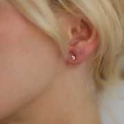 Pendientes redondos de 3,5 mm con óxido de circonio - Acero inoxidable 304L Dorado x2