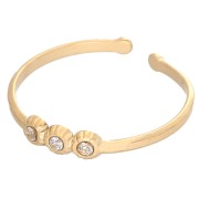 Anillo fino de la talla T53 a la T62 - 3 óxidos de circonio - Acero inoxidable 316L Dorado - Cristal x1