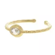 Anillo fino T51 a T 60 con óxido de circonio - Acero inoxidable 304L Dorado - Cristal x1