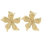 Flor Ganchos pendientes 29x31 mm - Acero inoxidable 304L Dorado x2|raw }}