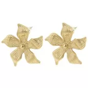 Flor Ganchos pendientes 29x31 mm - Acero inoxidable 304L Dorado x2