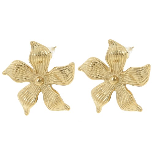 Flor Ganchos pendientes 29x31 mm - Acero inoxidable 304L Dorado x2