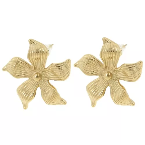 Flor Ganchos pendientes 29x31 mm - Acero inoxidable 304L Dorado x2