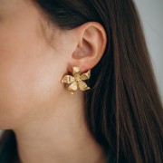 Flor Ganchos pendientes 29x31 mm - Acero inoxidable 304L Dorado x2