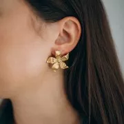 Flor Ganchos pendientes 29x31 mm - Acero inoxidable 304L Dorado x2