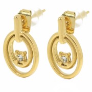 Pendientes ovalados 15x9 mm óxido de circonio - Acero inoxidable 304L Dorado x2|raw }}