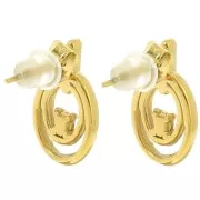 Pendientes ovalados 15x9 mm óxido de circonio - Acero inoxidable 304L Dorado x2