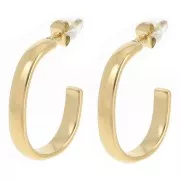Pendientes de aros ovalados de 24 mm - medio hilo trenzado - Acero inoxidable 304L Dorado x2