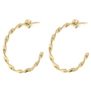 Pendientes de aro redondo retorcido abierto de 32 mm - Acero inoxidable 304L Dorado x2|raw }}