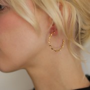 Pendientes de aro redondo retorcido abierto de 32 mm - Acero inoxidable 304L Dorado x2