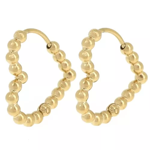 Pendientes de aro en forma de corazón 17x16,5 mm - Acero inoxidable 304L Dorado x2