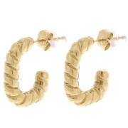 Pendientes de aro ovalados efecto cuerda 19 mm - Acero inoxidable 304L Dorado x2