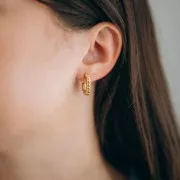 Pendientes de aro ovalados efecto cuerda 19 mm - Acero inoxidable 304L Dorado x2