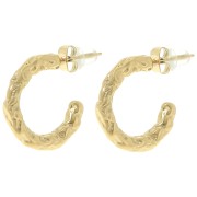 Pendientes de aro redondo abierto martillado 20,5 mm - Acero inoxidable 304L Dorado x2