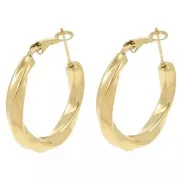Pendientes de aro efecto trenzado 31 mm - Acero inoxidable 304L Dorado x2