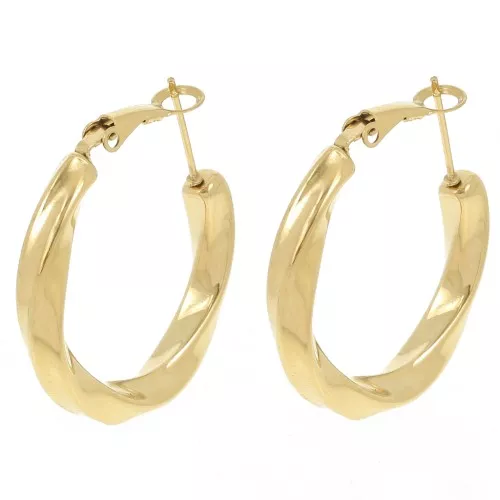 Pendientes de aro efecto trenzado 31 mm - Acero inoxidable 304L Dorado x2